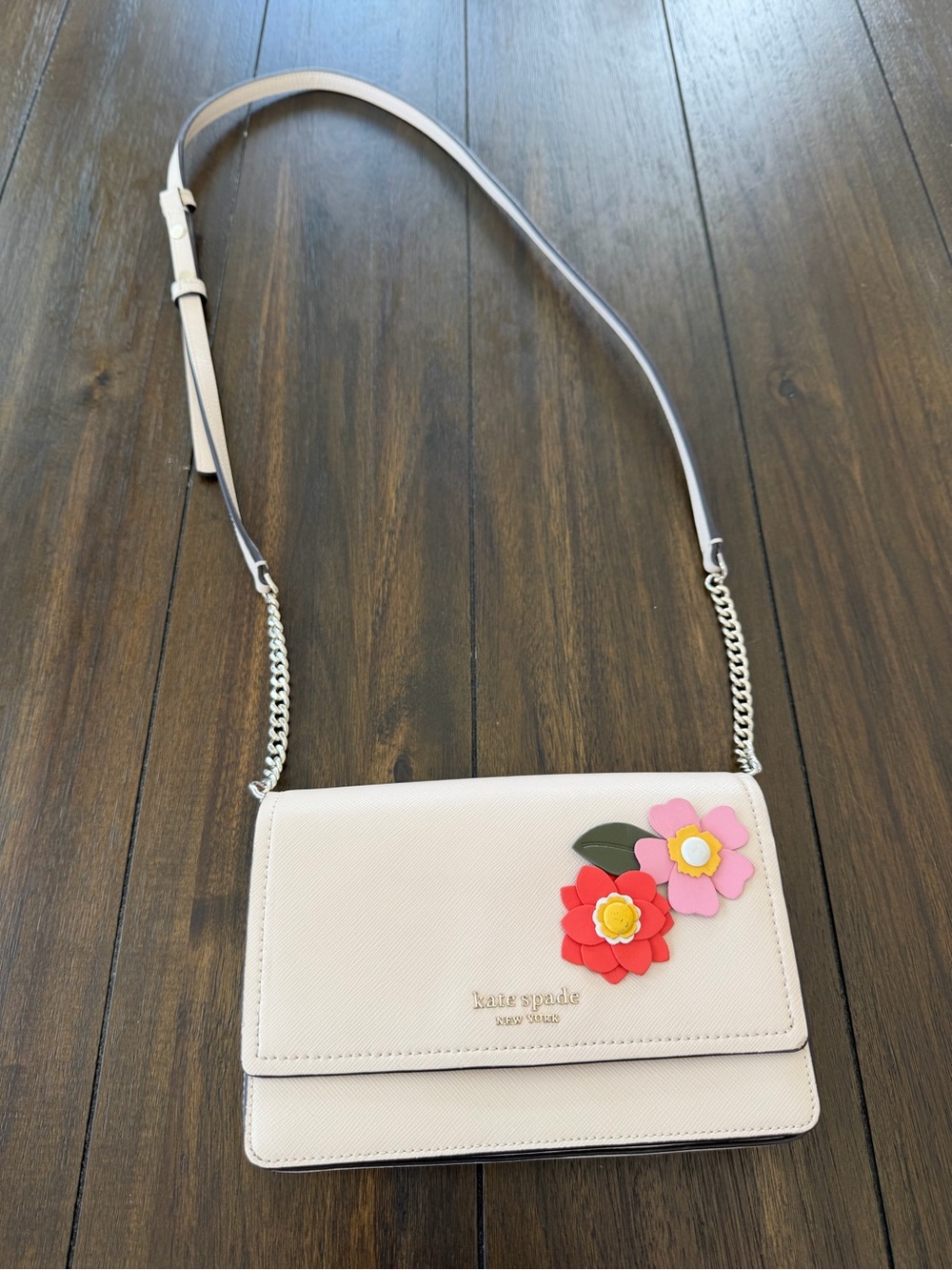 Kate Spade New York Petal Flap Chain Wallet Crossbody Shoulder Bag